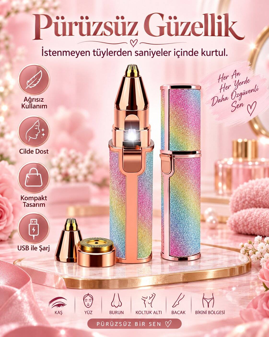 ÇİFT BAŞLIKLI ŞARJLI EPİLATÖR